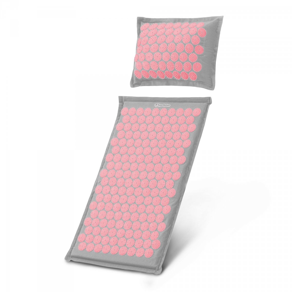 Mata do akupresury ECO lniana z włóknem kokosowym i poduszką z gryki – 68 cm HyperMotion szaro-różowa