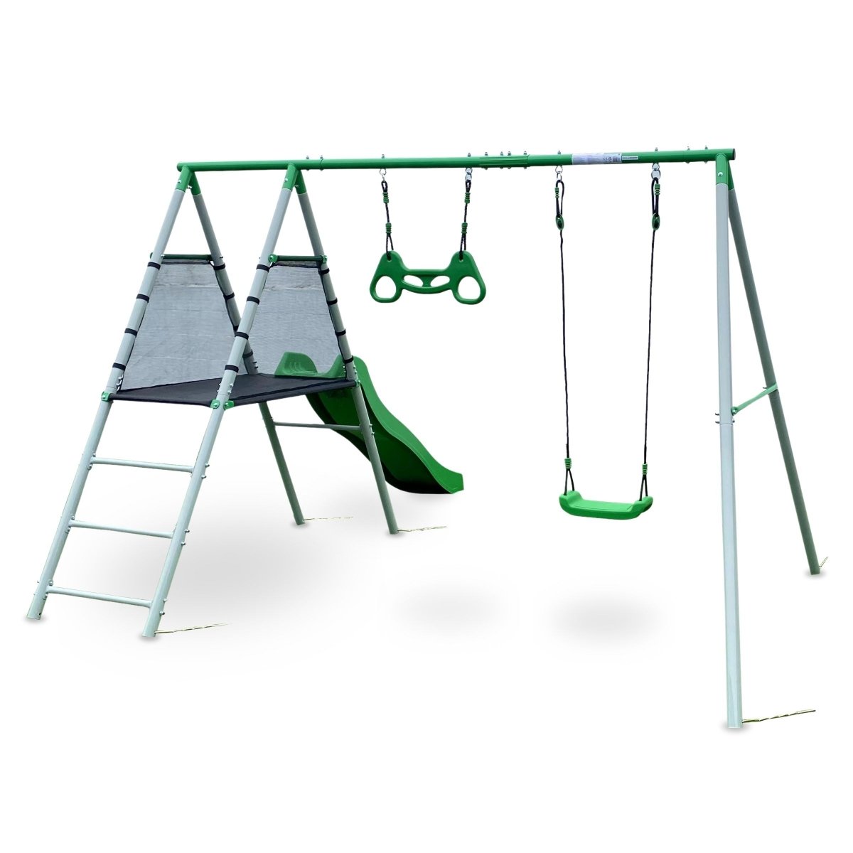 Ogrodowy plac zabaw dla dzieci XXL z huśtawką, trapezem gimnastycznym i zjeżdżalnią