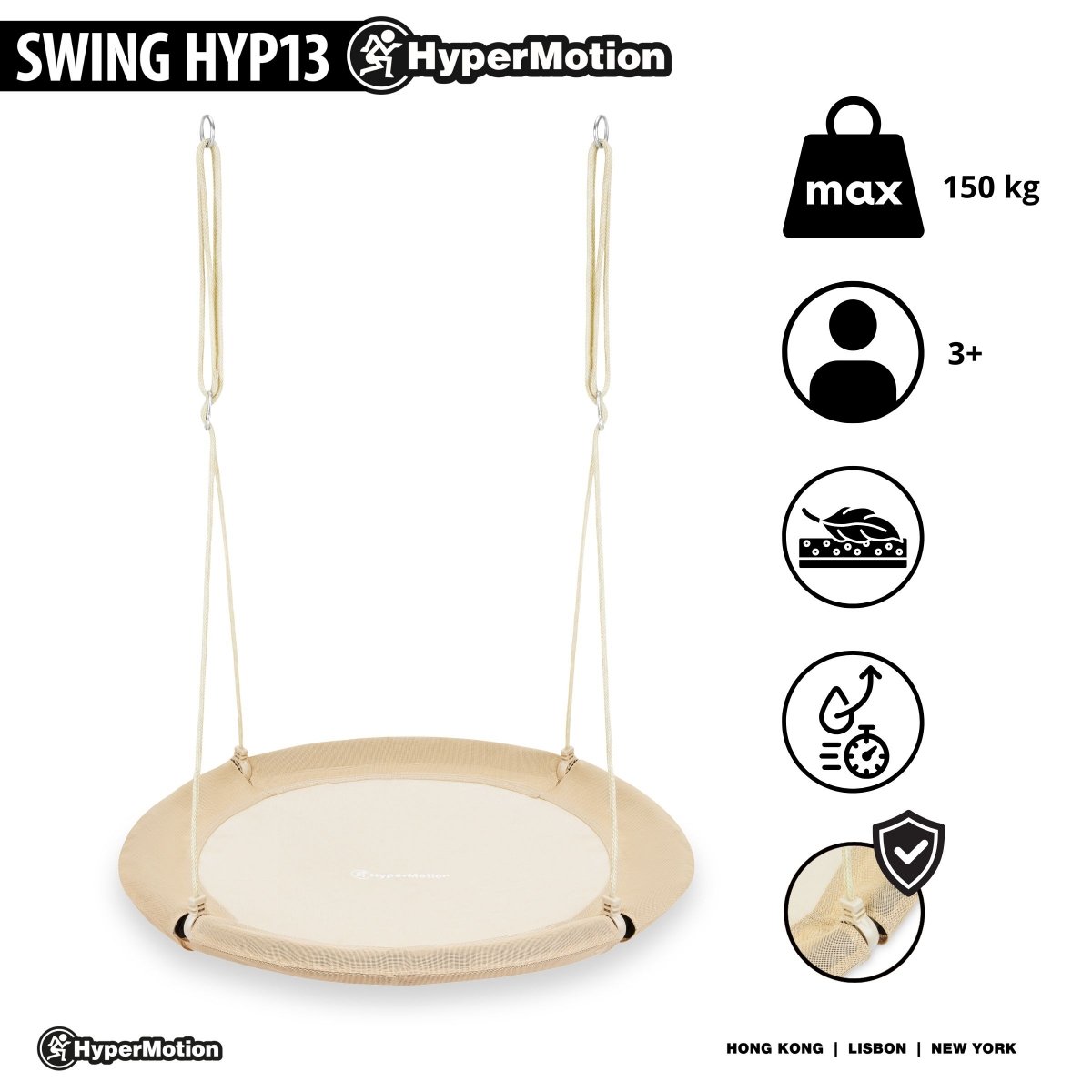 Huśtawka bocianie gniazdo HyperMotion - średnica 100 cm, kolor beżowy boho