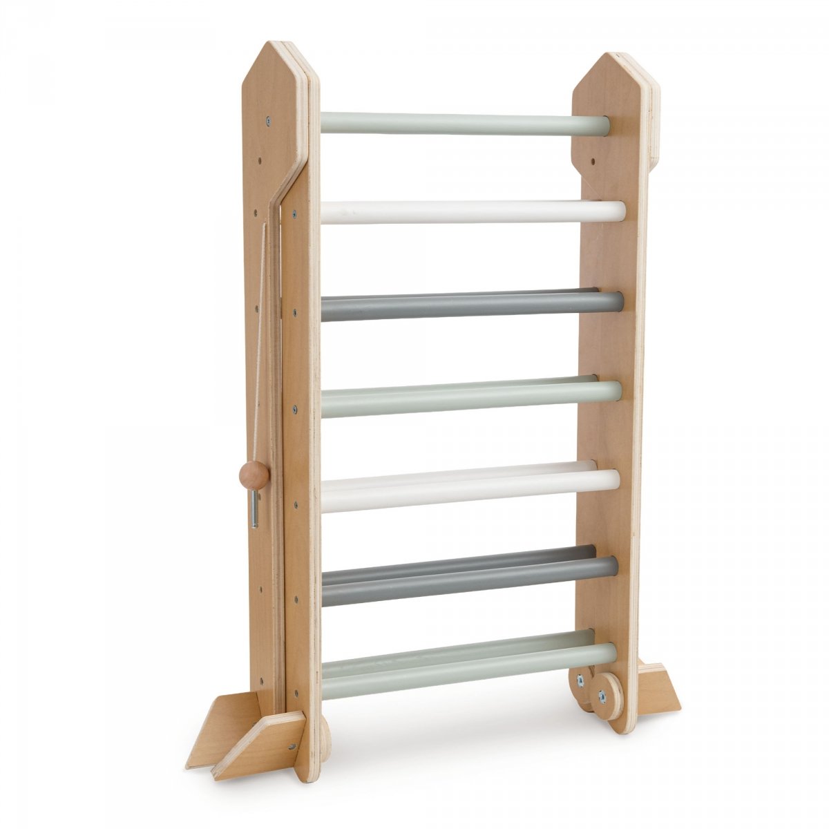 Drewniany domowy plac zabaw dla dzieci - ścianka wspinaczkowa, zjeżdżalnia, łuk wspinaczkowy/bujak i trójkąt Piklera 