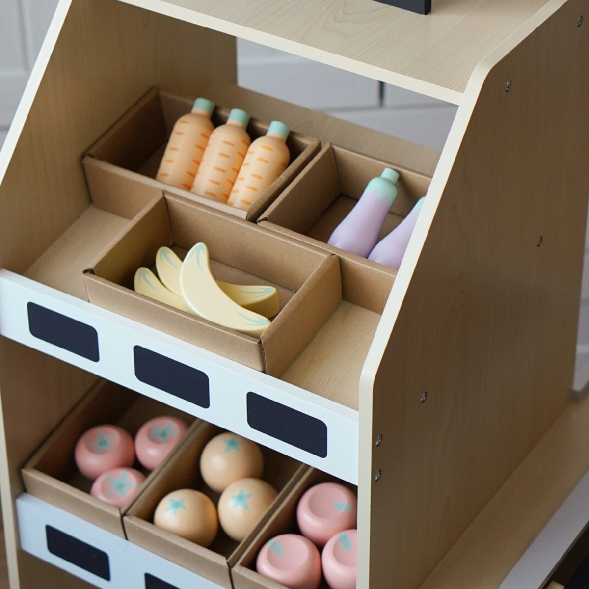 Drewniany warzywniak - duży stragan XXL, sklep z kasą do zabawy