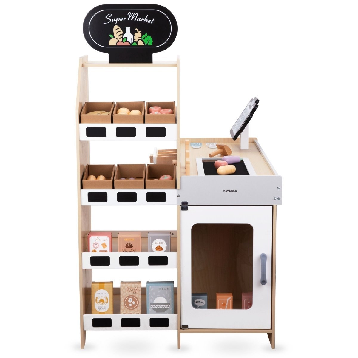 Drewniany warzywniak - duży stragan XXL, sklep z kasą do zabawy