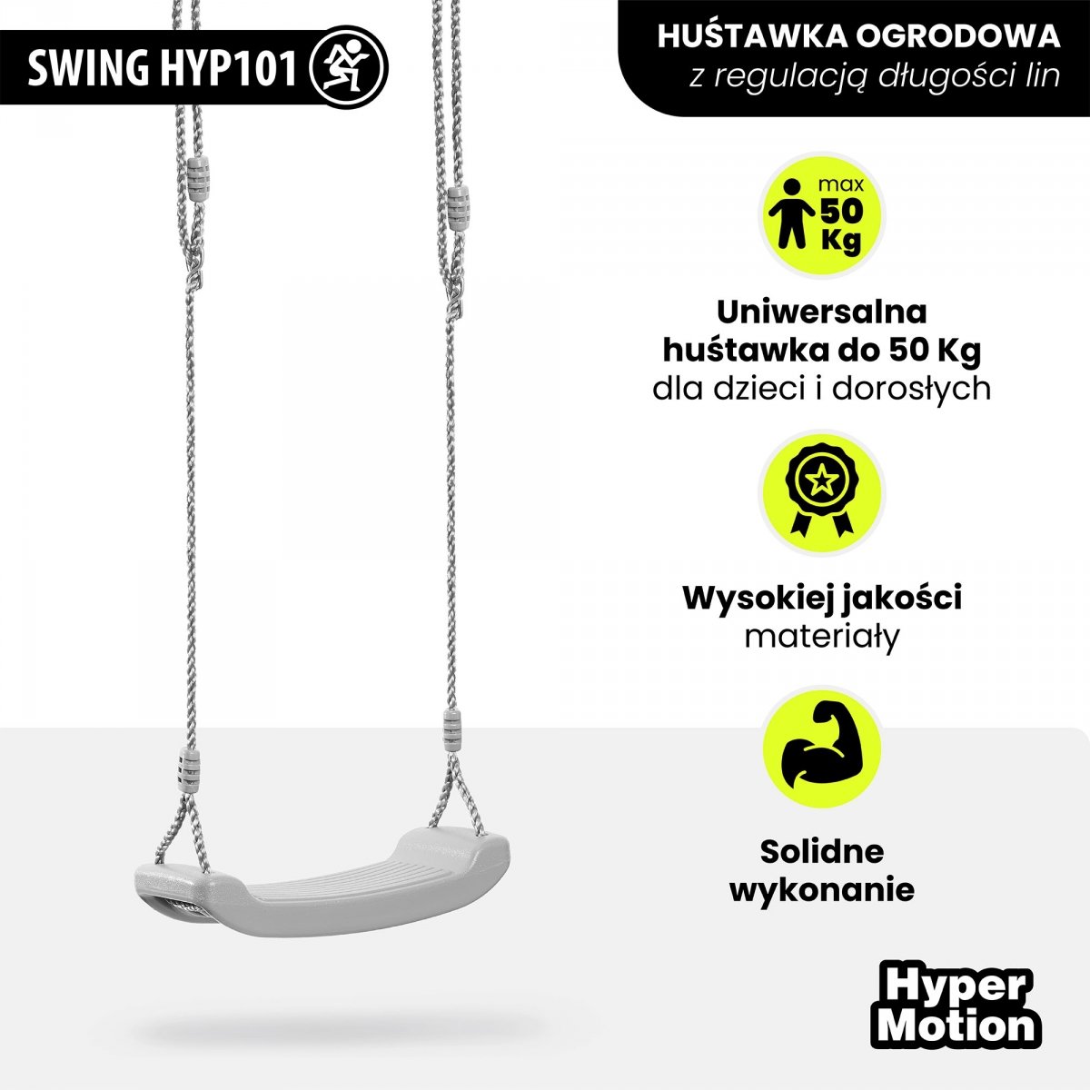 Huśtawka ogrodowa dla dzieci z regulacją lin