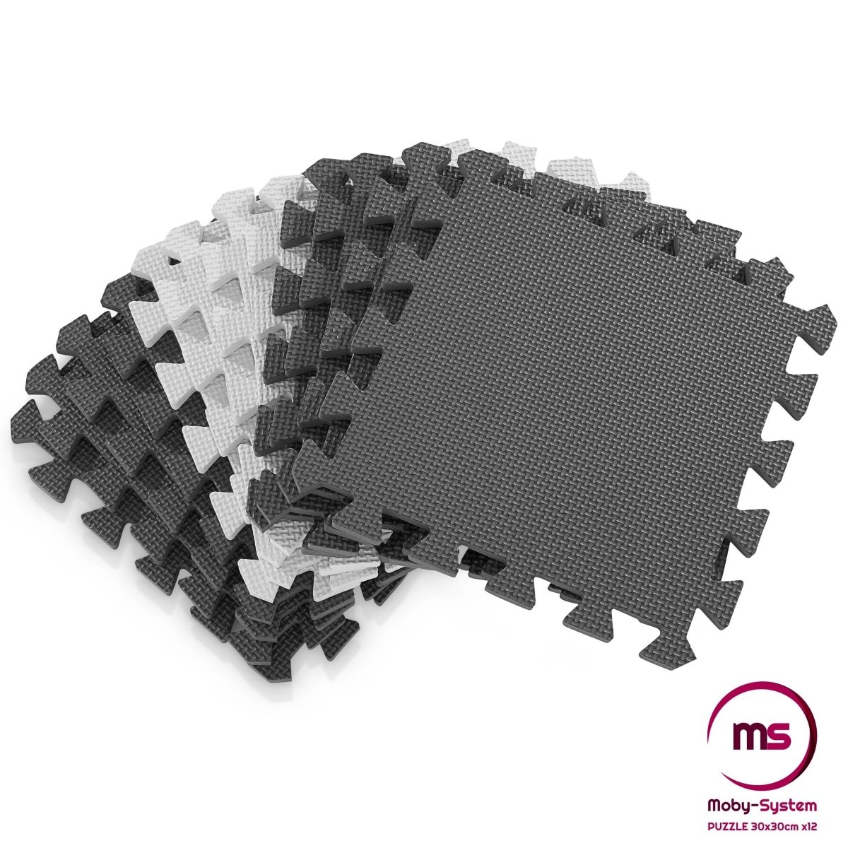 Piankowe puzzle 12szt. - piankowa mata edukacyjna 120 x 90 x 1.2cm z obrzeżem - szara