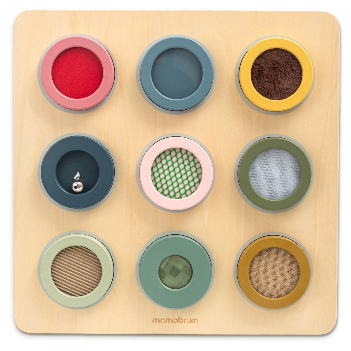 Drewniana tablica sensoryczna Montessori – 9 tekstur do odkrywania i ćwiczenia zmysłu dotyku