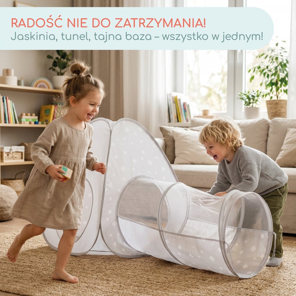 Zestaw do zabawy dla dzieci do domu i ogrodu - trójkątny namiot i tunel