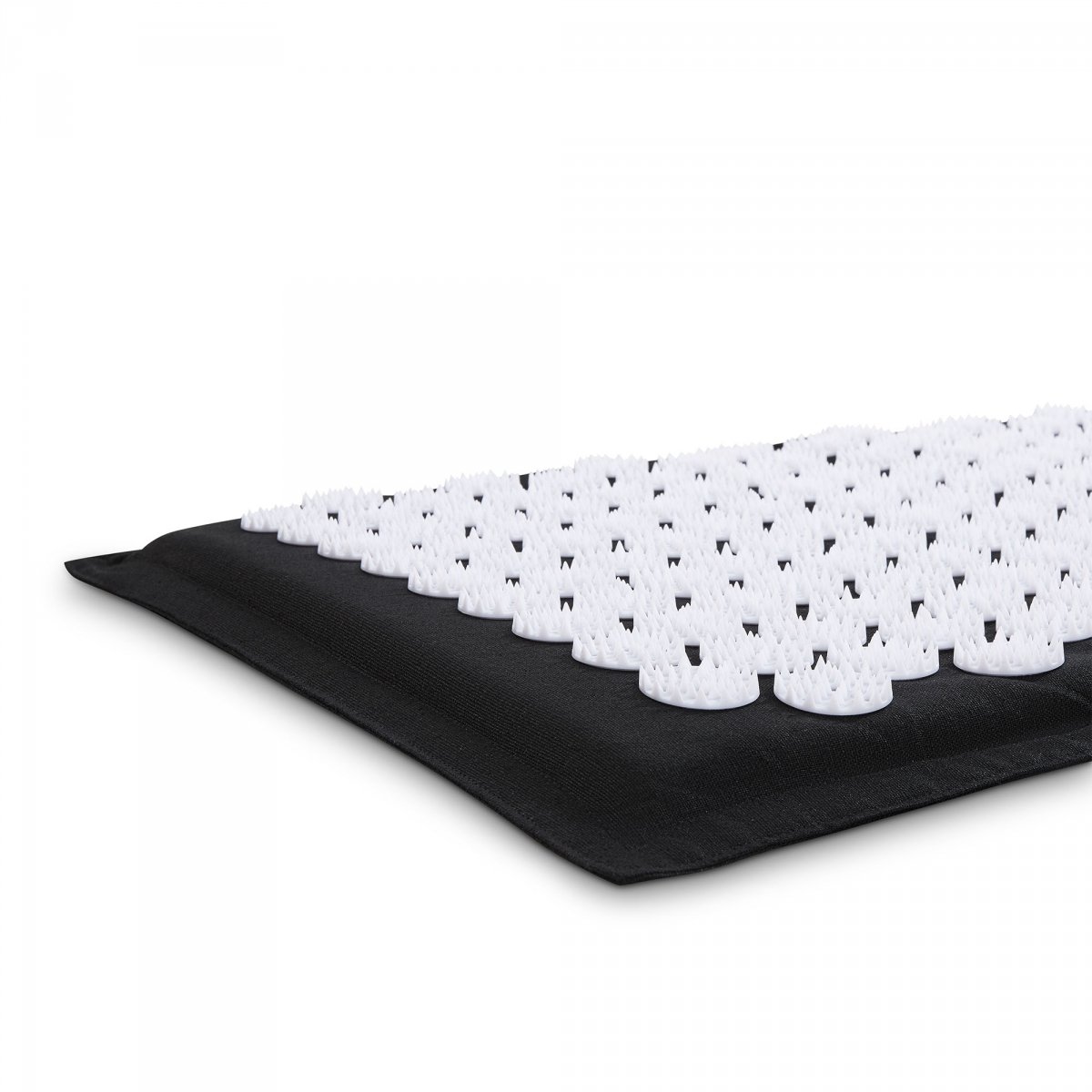 Mata do akupresury ECO lniana z włóknem kokosowym i poduszką z gryki – 68 cm HyperMotion czarno-biała