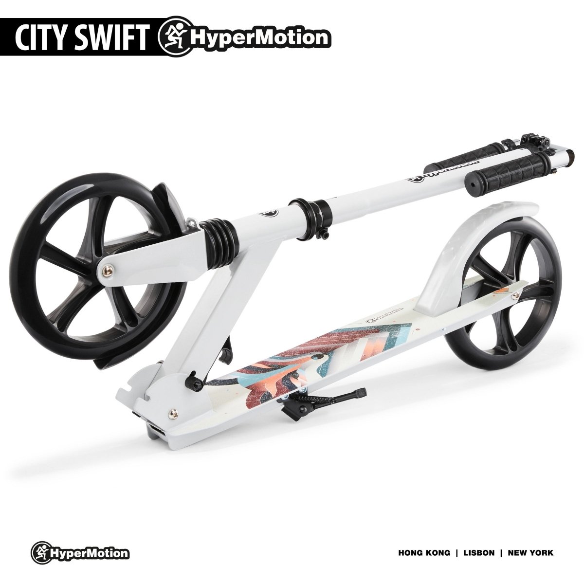 Hulajnoga dwukołowa dla młodzieży dorosłych - z amortyzatorem - Hypermotion CITY SWIFT Zimowy Lis - 100kg