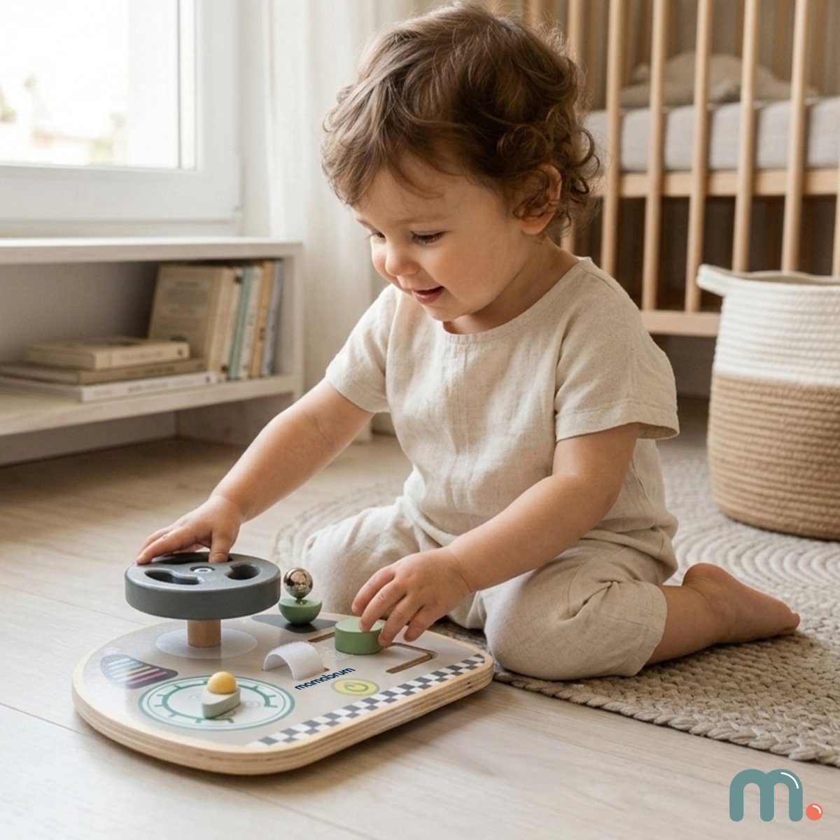 Drewniana mini tablica manipulacyjna Montessori dla dzieci - deska rozdzielcza