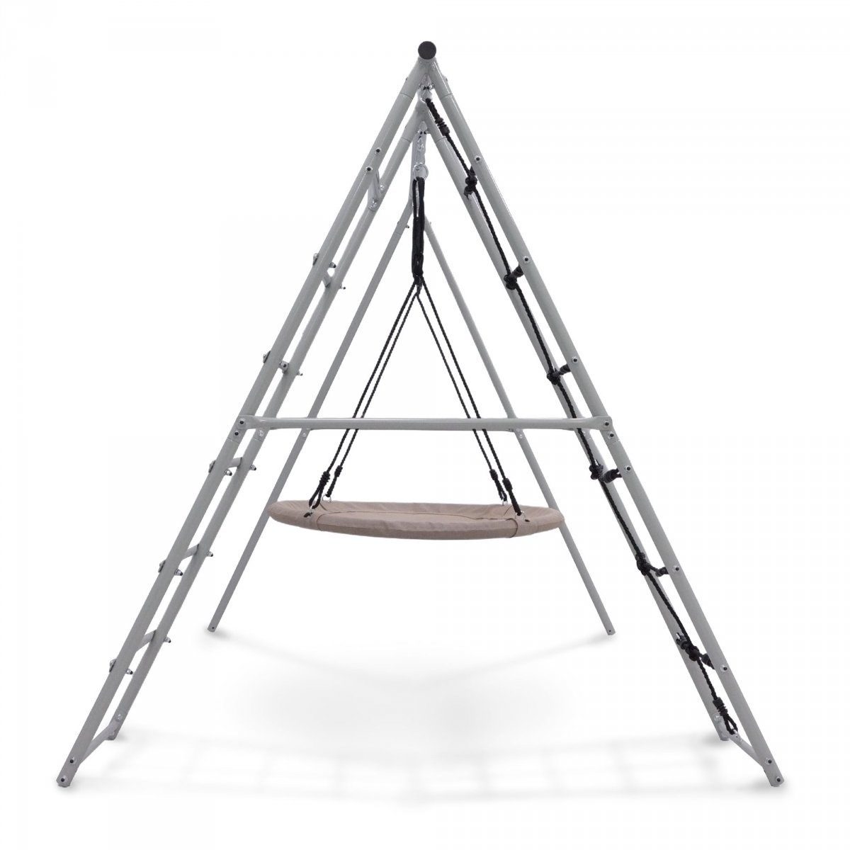 Ogrodowy plac zabaw XL 3w1 z bocianim gniazdem, drabinką i siatką wspinaczkową HyperMotion