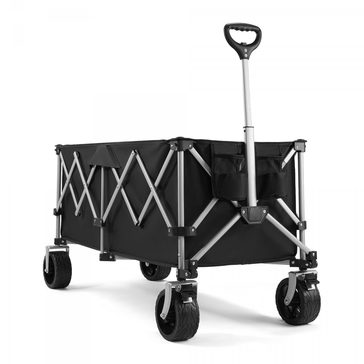 Wózek Transportowy Plażowy Turystyczny Składany Przyczepka ogrodowa HyperMotion XXL 250 litrów - czarno-srebrny