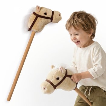 Hobby Horse – koń na kiju dla dzieci 80 cm, beżowy 
