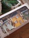 BOX zestaw drewnianych domków oliwka/musztarda/khaki