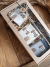 BOX zestaw drewnianych domków biały/j. szary/szary
