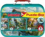 Puzzle 2x60 + 2x100 Dinozaury 320el Dinos Schmidt Walizka metalowa