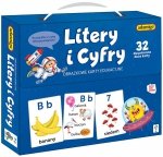 Litery i cyfry Obrazkowe karty edukacyjne Nauka alfabetu