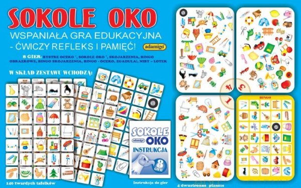 SOKOLE OKO 8 Gier Gra planszowa Rodzinna Adamigo