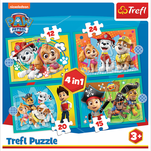 Puzzle Psi Patrol 4w1 Ekipa Psiego Patrolu Trefl 34346 3+