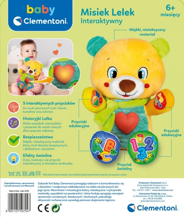 Interaktywny Miś Lelek Uczy PL Clementoni 6m+