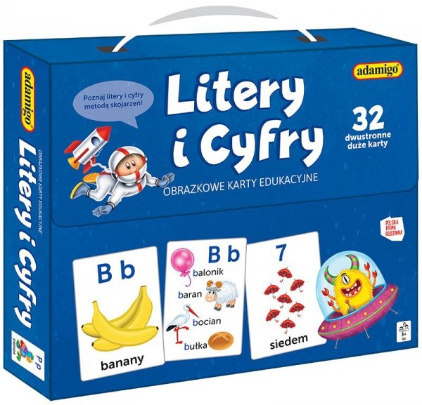 Litery i cyfry Obrazkowe karty edukacyjne Nauka alfabetu