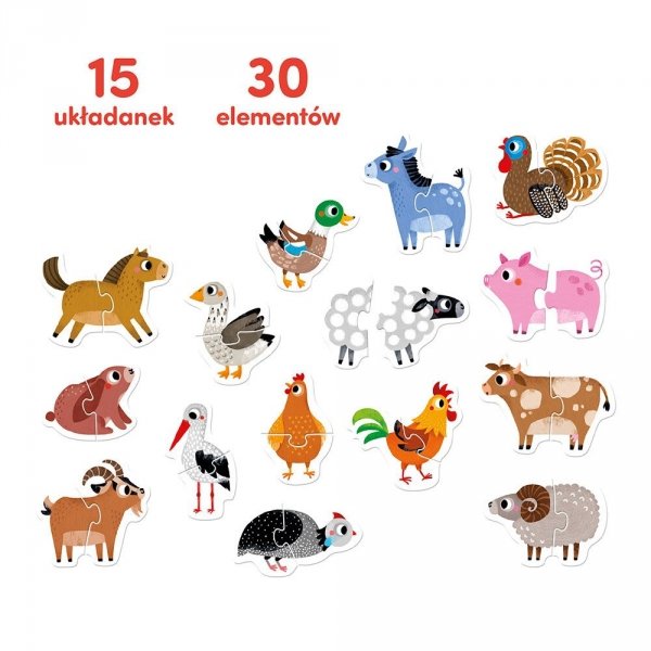 Zwierzątka na wsi CzuCzu Puzzle do pary pierwsze Układanki 18mc+