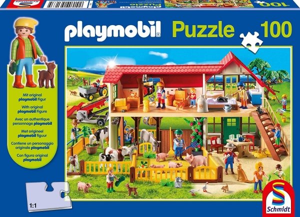 Puzzle Playmobil Farm 100el + Figurka Schmidt 56163