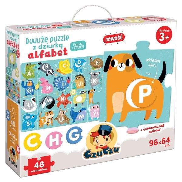 Alfabet CzuCzu Duże Puzzle z dziurką Litery 48 el. 3+