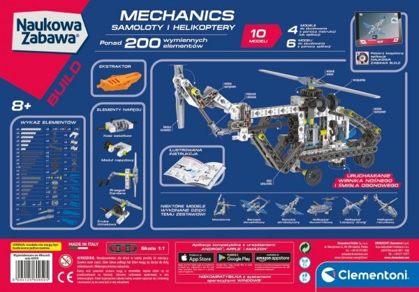 Samoloty i Helikoptery 10 modeli Clementoni Laboratorium Mechaniki 8+
