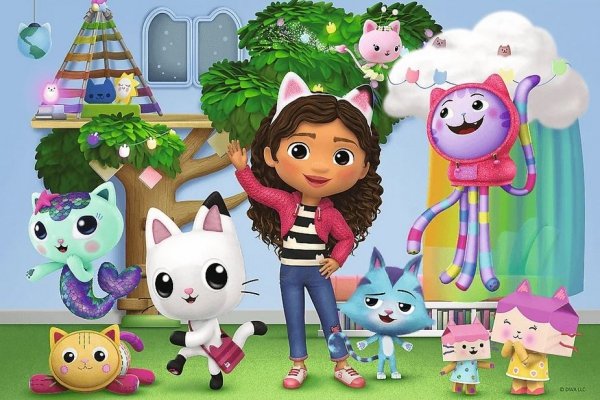 Puzzle 100 Koci Domek Gabi