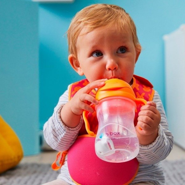 B.BOX Nowy innowacyjny Bidon ze słomką 240ml Różowy BB00511