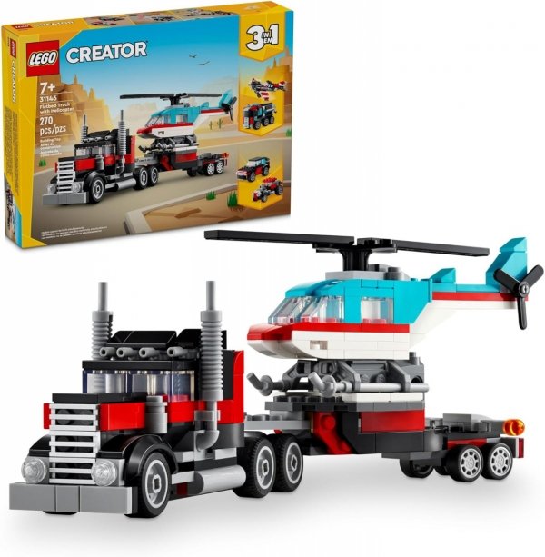 Lego Creator 31146 Ciężarówka z platformą i helikopterem