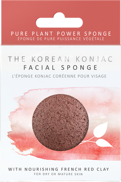 Gąbka Konjac z czerwoną glinką do cery suchej, dojrzałej i naczynkowej