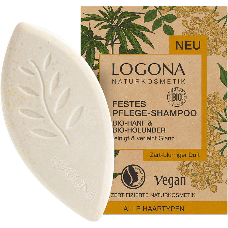 Logona Szampon w kostce z organicznym olejkiem konopnym i i organicznym czarnym bzem