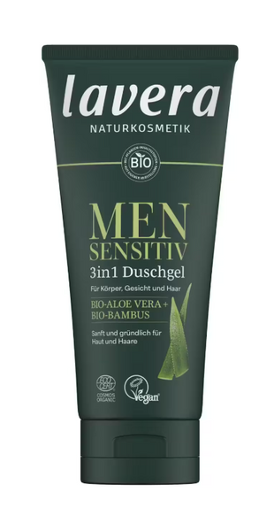 Lavera MEN SENSITIV Żel pod prysznic z bio-aloesem i bio-bambusem 3w1 do ciała, włosów i twarzy