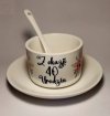 Filiżanka 150 ml ze spodkiem i łyżeczką 40 URODZINY 