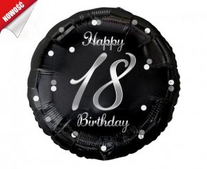 Balon foliowy 18 cali 18 Birthday czarny + srebro