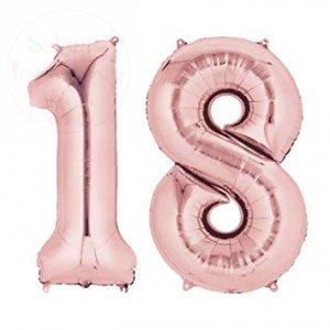 Balon foliowy  86 cm różowe-złoto cyfra 18