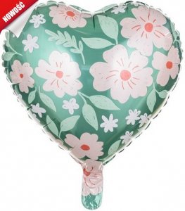 Balon foliowy serce w kwiaty 45 cm