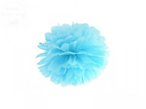 Pompon bibułowy błękitny 25cm 1szt