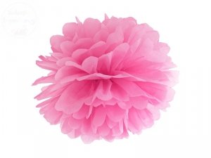 Pompon bibułowy różowy 35cm 1szt