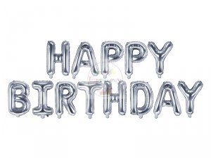 Balon foliowy Happy Birthday srebrny 340x35 cm