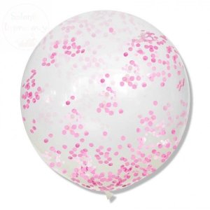 Balon przeźroczysty 90 cm z różowym konfetti 1szt