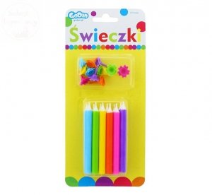 Świeczki grube mix kolor 12 szt  Tęcza