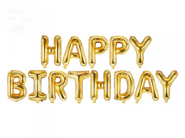 Balon foliowy Happy Birthday złoty 340x35 cm