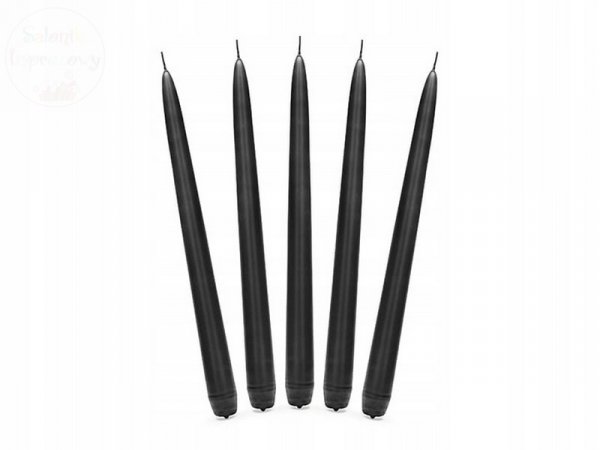 Świeca stożkowa stołowa czarny mat 24 cm -1szt