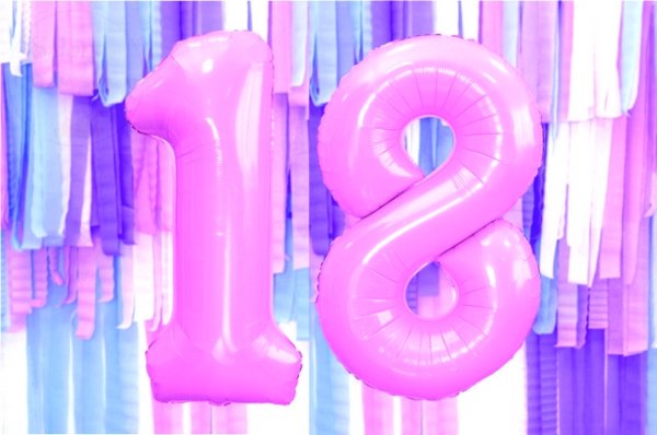 Balon foliowy cyfra 18 różowy 86 cm