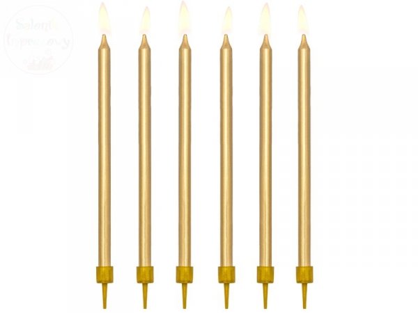 Świeczki urodzinowe metalizowane złote 12szt