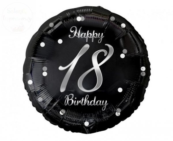 Balon foliowy 18 cali 18 Birthday czarny + srebro