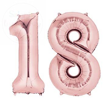 Balon foliowy  86 cm różowe-złoto cyfra 18