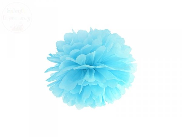 Pompon bibułowy błękitny 25cm 1szt